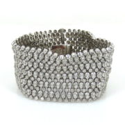 Vintage Tiffany & Co 25ct Diamond & 18K White Gold Wide Mesh Bracelet OA15-4