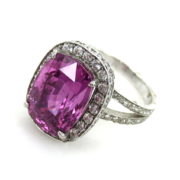 GIA Certified 9.14ct Vivid Purplish Pink Sapphire & 1.30ct Diamond Platinum Ring MH11-5