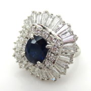 Vintage 6.0ct Diamond & 2.22ct Natural Sapphire Platinum Ballerina Pendant Ring RR41-6