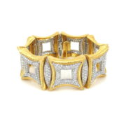 Vintage 22.0ct Diamond & 18K White & Yellow Gold Hand Carved Large Bracelet OA12-2
