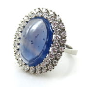 GIA 7.0ct Natural Untreated Sapphire & 1.80ct Diamond 18K White Gold Ring MH10-9