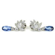 GIA 8.10ct Natural Sapphire & 6.0ct Diamond Platinum Drop Detachable Earrings MH10-14