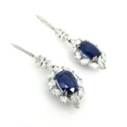 Fine 13.02ct Sapphire & 6.26ct Diamond Platinum Drop Earrings ES27-13