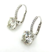 Rare 4.21ct K-SI1 GIA Certified Diamond Platinum Wire Drop Earrings ES27-14