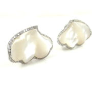 Rare Ambrosi 0.22ct Diamond & Mother of Pearl 18K White Gold Cloud Earrings ES27-11