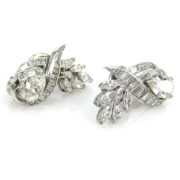 Estate GIA Certified 6.85ct Diamond & Platinum Floral Clip Earrings MH12-6