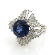 Vintage GIA 2.29ct Natural Untreated Sapphire & 3.25ct Diamond 14K Ballerina Ring SM19-2