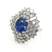 Vintage GIA 3.09ct Natural Untreated Sapphire & 3.50ct Diamond Platinum Pendant Ring SM19-3