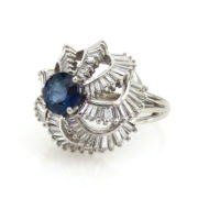 Vintage 1.55ct Sapphire & 5.0ct Diamond Platinum Dome Cluster Ring SM19-7
