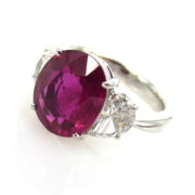 Estate GIA certified 4.14ct Natural Burma Ruby & 1.21ct Diamond Platinum Ring SM16-3