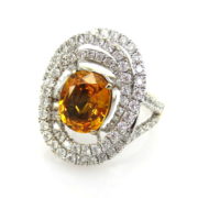 Estate 4.0ct Intense Yellow Sapphire & 1.85ct Diamond 18K White Gold Ring SM18-4