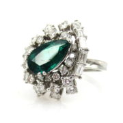 Estate 2.0ct Intense Green Colombian Emerald & 2.0ct Diamond Platinum Cluster Ring SM18-8