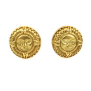 Vintage 18K Yellow Gold Sub Face Pierce Clip Earrings RM36-1