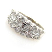 Vintage 1.50ct Round & Baguette Cut Diamond 14K Gold Ring JW62-1