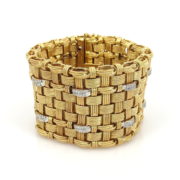 Vintage Prestige 3.0ct Diamond & 18K Gold Hand Made Wide Bracelet OA24-1