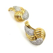 Vintage 4.0ct Diamond 18K White & Yellow Gold Pave Set Clip Earrings OA24-5