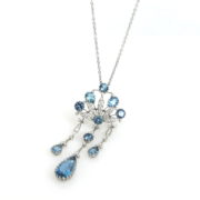 Estate Tiffany & Co Peacock Diamond & Aquamarine Platinum Necklace RM36-6