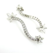 Vintage 6.0ct Diamond & Platinum Long Drop Floral Earrings OA24-8