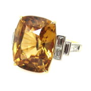 Fine 15.0ct Yellow Zircon & 0.98ct Diamond 18K Yellow & White Ring  DB5-9