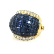 Vintage 4.0ct Invisible Set Sapphire & 0.54ct Diamond 18K Gold Ring DB4-13