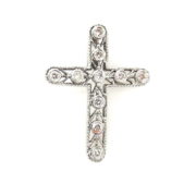 Vintage 0.40ct Diamond & 18K White Gold Filigree Decorated Cross Pendant JW60-15