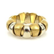 Unique 1960’s White & Yellow Gold Hand Carved Dome Bracelet JW60-16