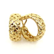 1995 Tiffany & Co 18K Yellow Gold Domed Basket Weave Earrings WN35-5