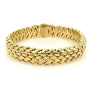 1995 Tiffany & Co 18K Yellow Gold Domed Basket Weave Bracelet WN35-6
