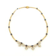 Fine Somenzi 3.15ct Diamond & 2.40ct Sapphire 18K Yellow Gold Necklace WN35-10