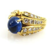 Vintage 2.50ct Natural Sapphire & 1.20ct Diamond 18K Yellow Gold Ring DB5-17