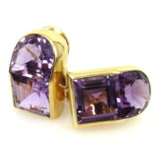 Estate 15.0ct Natural Amethyst 18K Yellow Gold Clip Earrings DB5-10