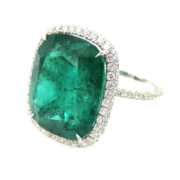 Fine 16.28ct Natural Emerald & 1.50ct Diamond 18K Gold Ring SM22-2