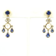 Rare Temple St Clair 0.36ct Diamond 5.70ct Tanzanite & Moonstone 18K Gold Dangling Drop Earrings WN36-2