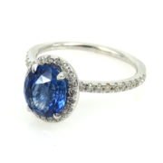 Fine 2.21ct Sapphire& 0.50ct Diamond 18K White Gold Halo Engagement Ring DZ2-2