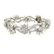 Vintage 12.50ct FG/VS Fancy Cut Diamond & Platinum Floral Bracelet SM22-5