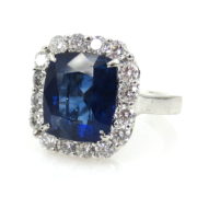 Fine 6.51ct Royal Blue Sapphire & 1.17ct Diamond Platinum Ring RO10-5