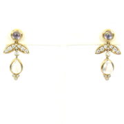 Temple St Clair Foglia 0.53ct Diamond & 3.40ct Moonstone 18K Yellow Gold Dangling Drop Earrings WN36-7