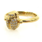 Rare Temple St Clair Scarab 0.11ct Diamond & 18K Yellow Gold Ring WN36-12