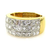 Fine 4.51ct DE/VS Quadrillion Cut Diamond & 18K Yellow Gold invisible Set Ring WN36-13