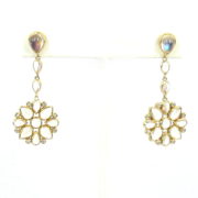 Rare Temple St Clair 0.18ct Diamond & 9.68ct Blue Moonstone 18K Yellow Gold Dangling Drop Earrings WN36-5
