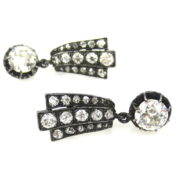 Antique 3.85ct Old Mine Cut Diamond Silver & Gold Drop Earrings RS3-001