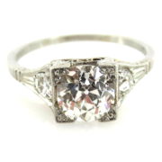 Antique Edwardian 1.21ct Old Mine Cut Diamond & Platinum Engagement Ring EN1-001