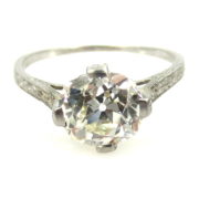Antique Edwardian 2.50ct Old Mine Cut Diamond Platinum Engagement Ring GIA L-VS2 EN1-002