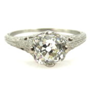 Antique Edwardian 1.28ct Old Mine Cut Diamond Platinum Engagement Ring KL-VS EN1-003