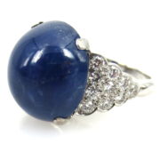 AGL 23.77ct Natural Untreated Sapphire & 2.0ct Diamond 14K White Gold Ring OA27-006