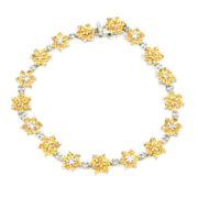 Fine Siro 0.35ct Diamond & 6.98ct Sapphire 18K White Gold Flower Bracelet WN39-008