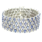 Estate 3.0ct Diamond & 20.90ct Tanzanite 18K White Godl Wide Bracelet WN39-012