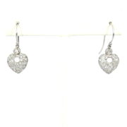 Vintage 1.60ct Diamond & 18K White Gold Heart Shape Drop Earrings WN39-014