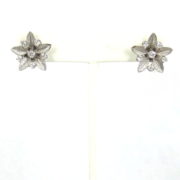 Vintage 0.55ct Diamond & 14K White Gold Carved Flower Stud Earrings WN39-015