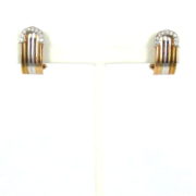 Vintage 0.25ct Diamond 18K White Rose & Yellow Gold Pierce Clip Earrings WN39-016
